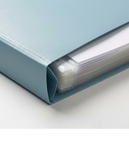 OAKD A4 Document Storage Album Mist Blue 40 Pockets