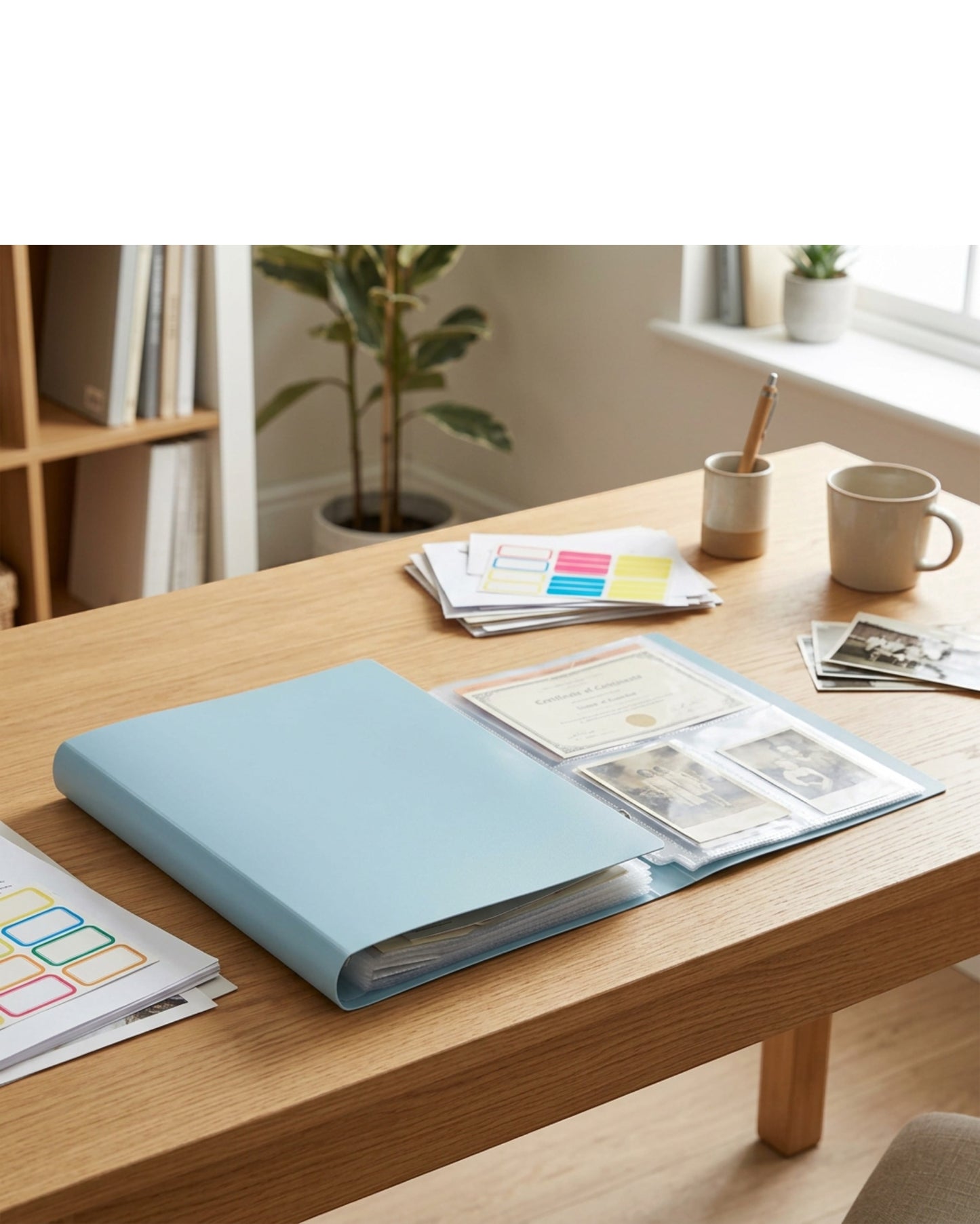 OAKD A4 Document Storage Album Mist Blue 40 Pockets