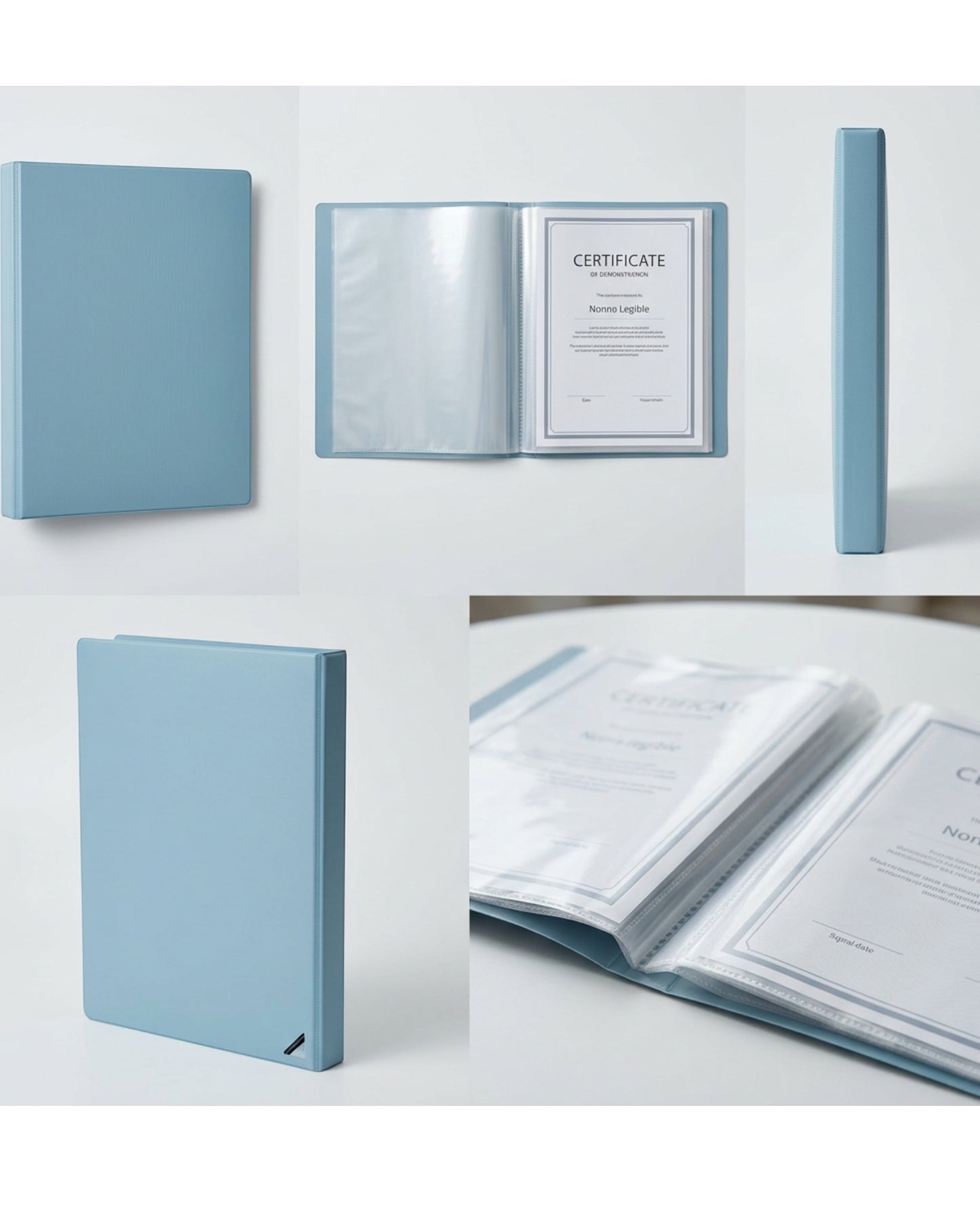 OAKD A4 Document Storage Album Mist Blue 40 Pockets