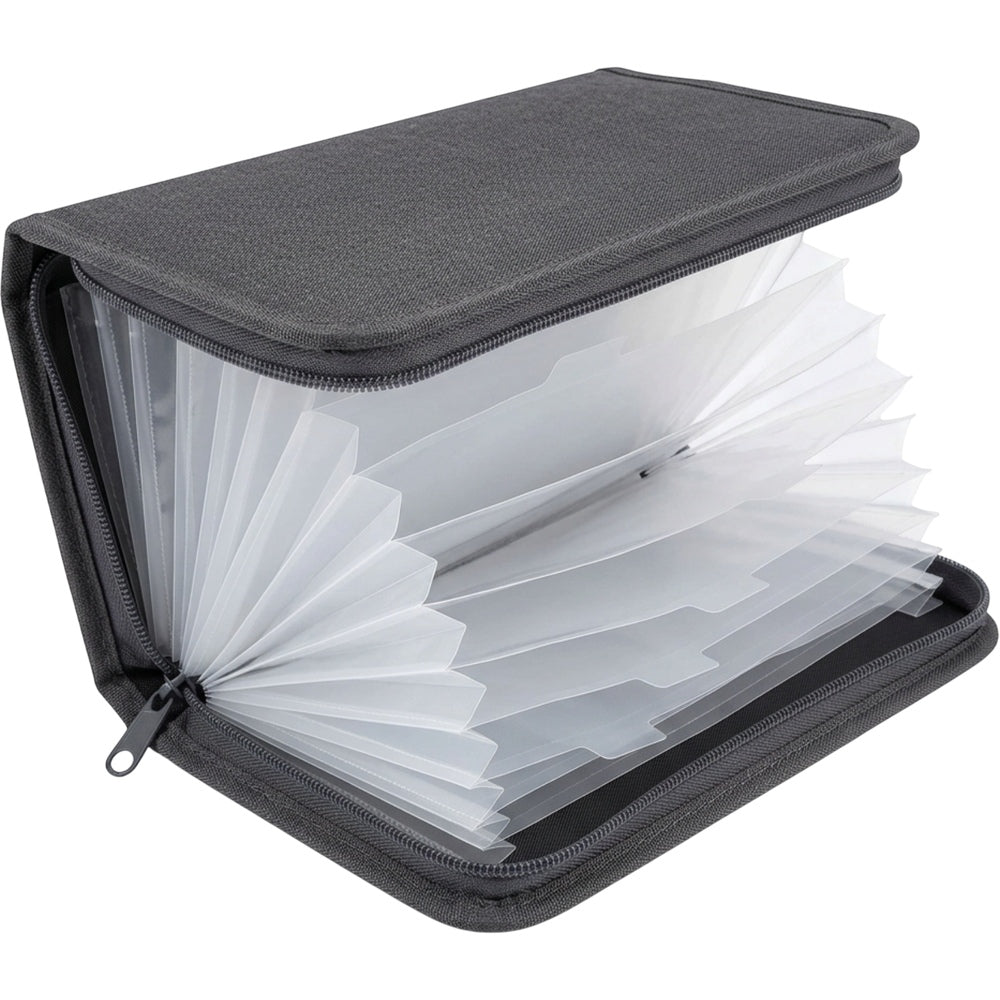 OAKD Zipper Receipt Organizer Album Charcoal 18 Sections