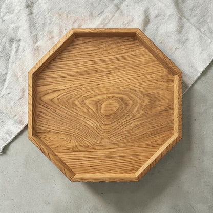 OAKD Modern Geometric Oak Wood Catchall Tray - Hexagonal Desk and Jewelry Organizer